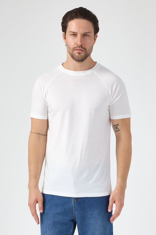 Alvornwear Reglan Kol Tişört — Beyaz, ön